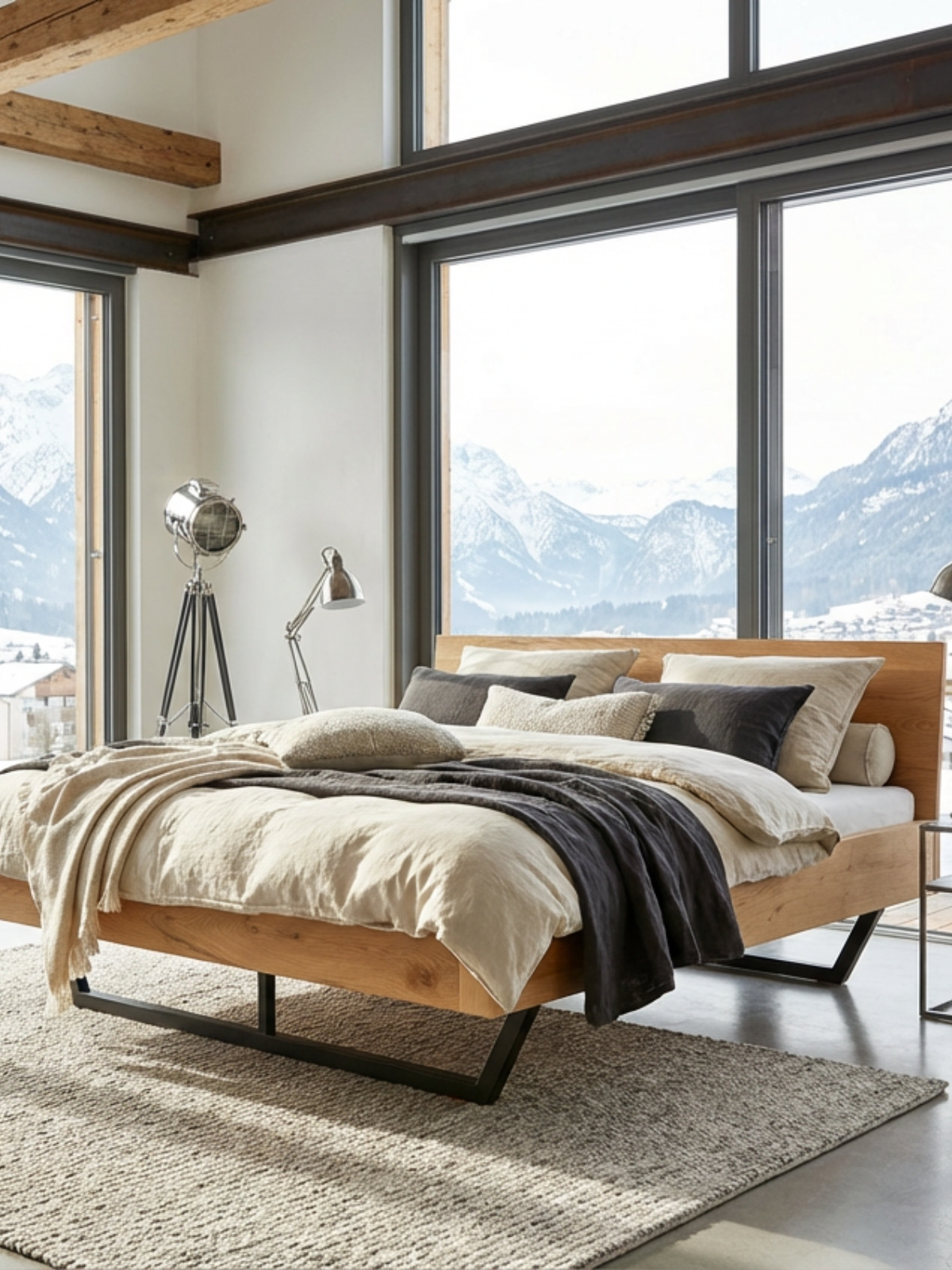 Massivholzbett Metall 180x200cm
