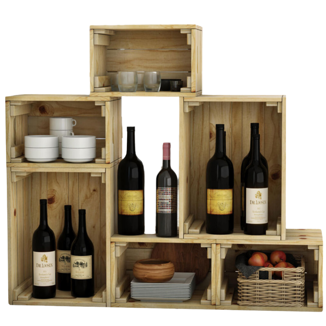 6 tlg. Set Holzkiste | Weinkiste zum Dekorieren von holz4home®