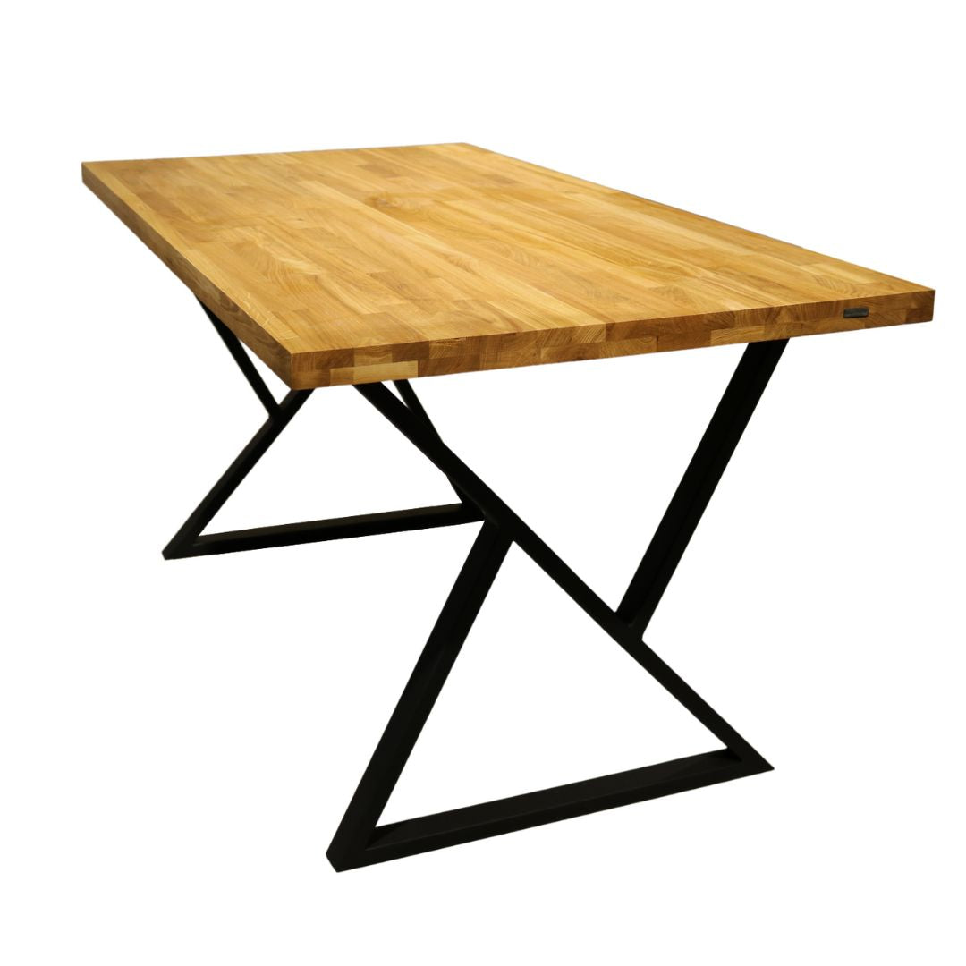 Tischplatte ohne Baumkante aus massiver Eiche mit Aufdopplung am Rand