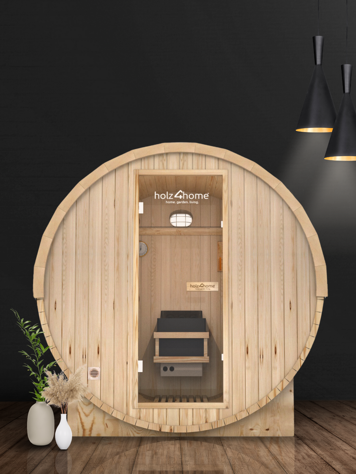 Fasssauna XL Pini wood Outdoor Sauna inkl. Ofen (mit Montage)