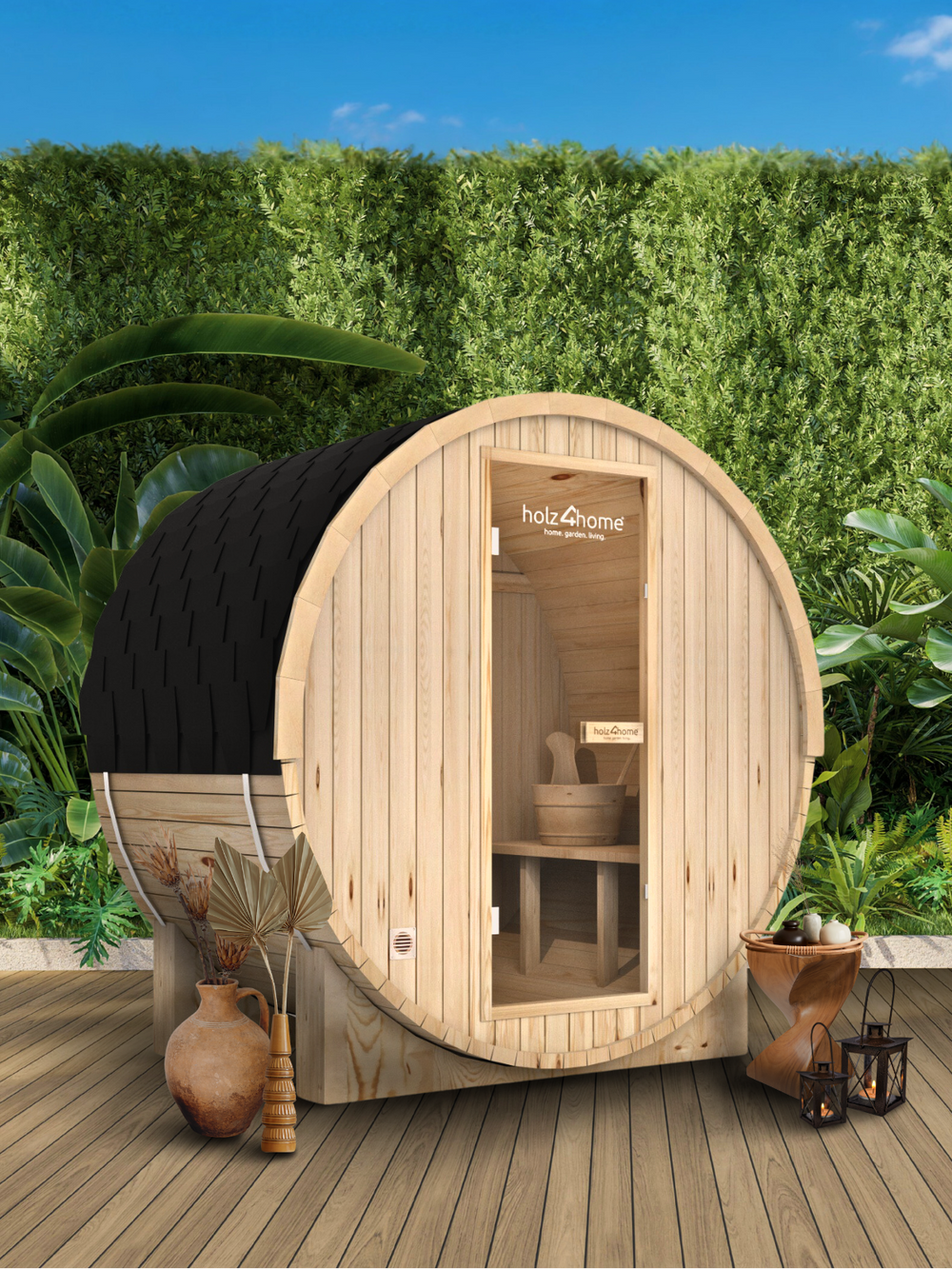 Fasssauna M Pini wood Outdoor Sauna inkl. Ofen