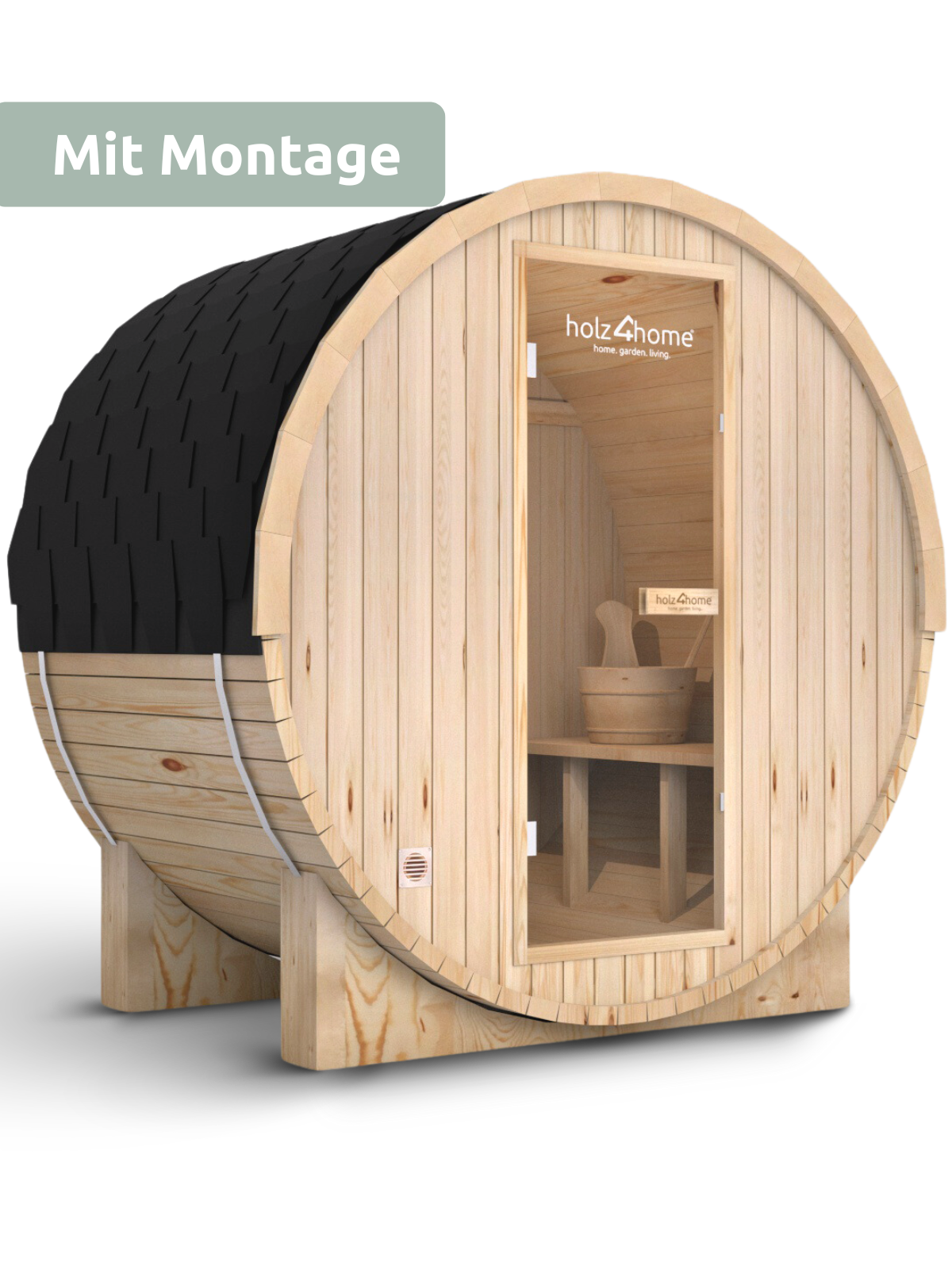 Fasssauna M Pini wood Outdoor Sauna inkl. Ofen (mit Montage)