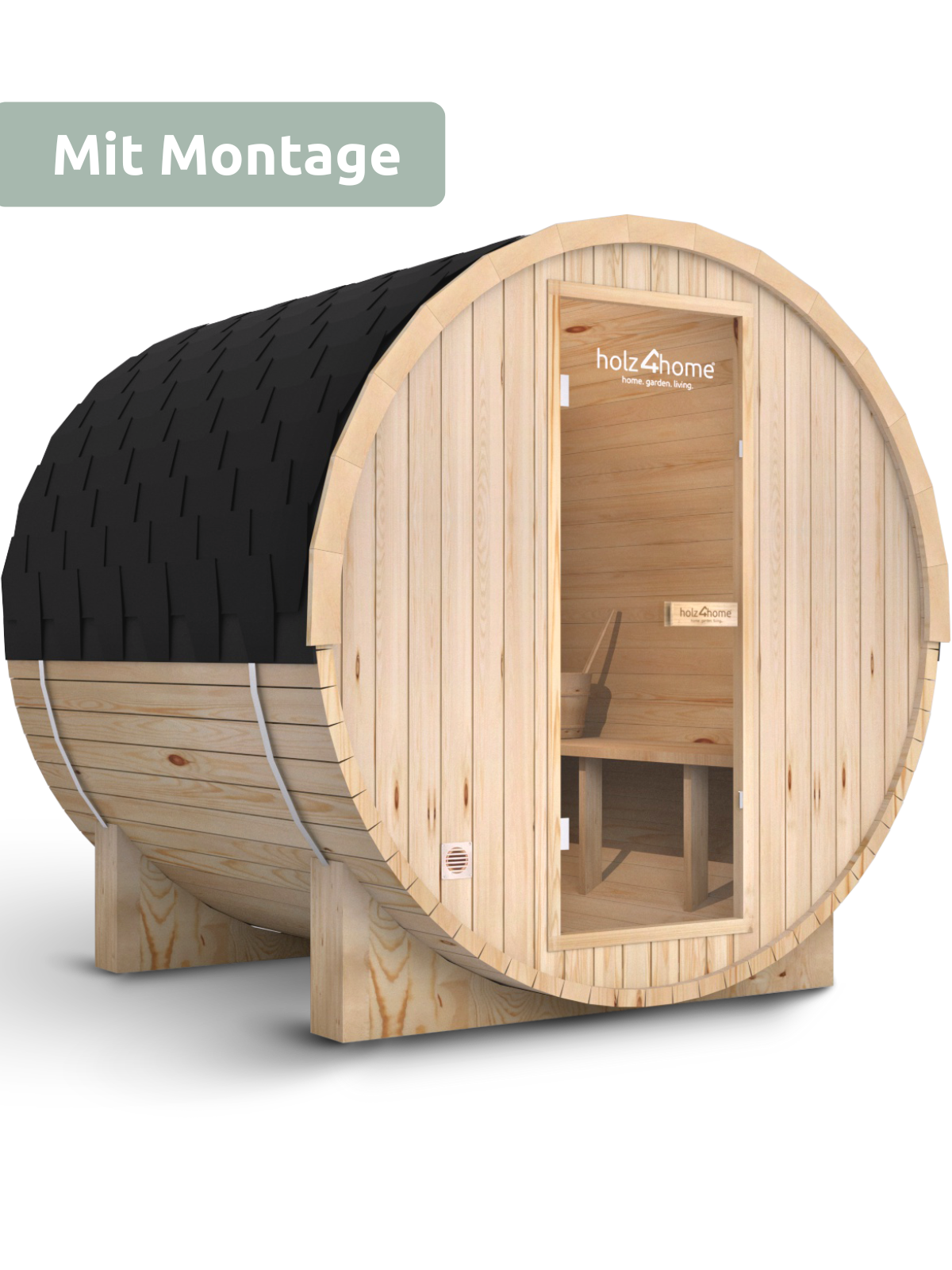 Fasssauna L Pini wood Outdoor Sauna inkl. Ofen (mit Montage)