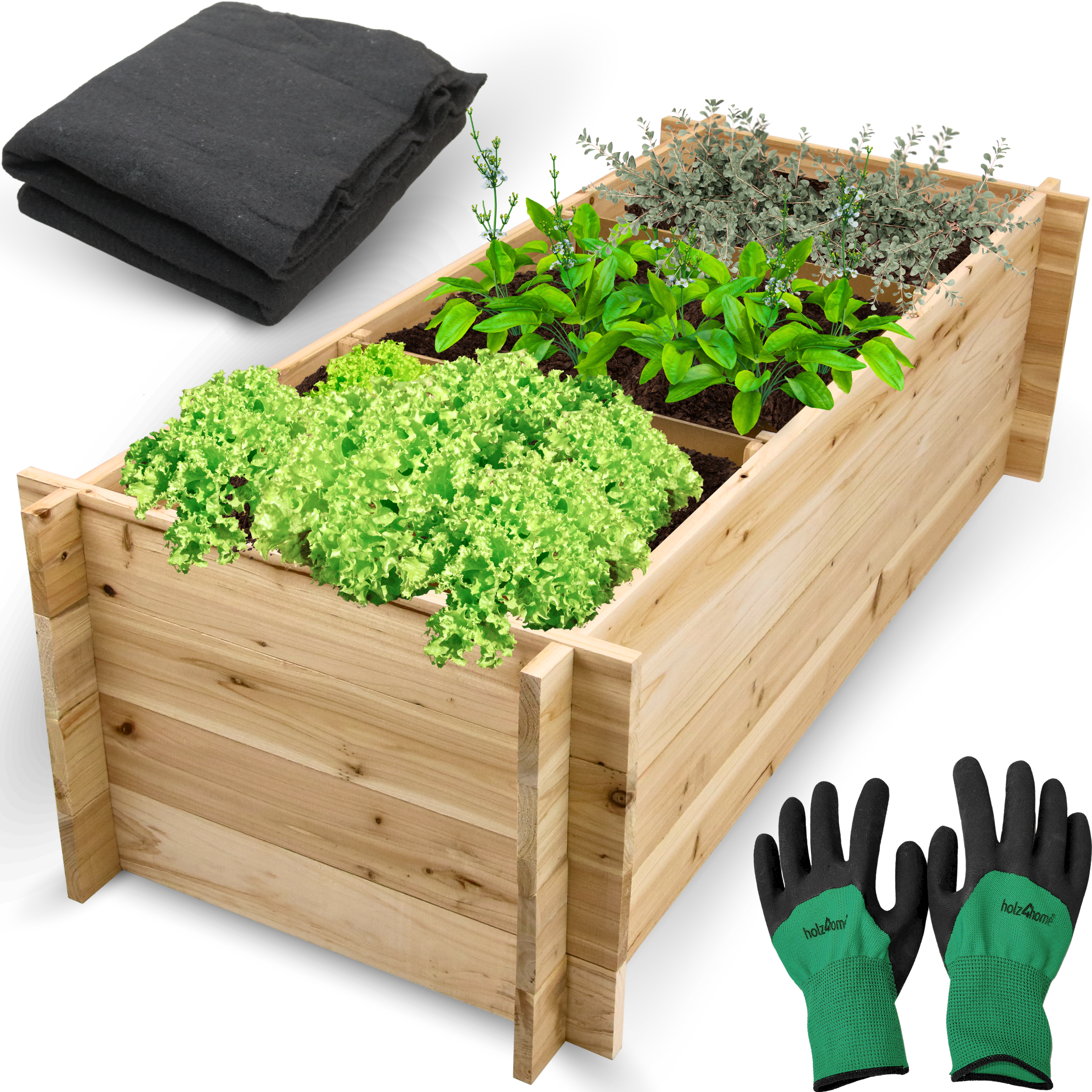 Hochbeet mit 3 Fächern