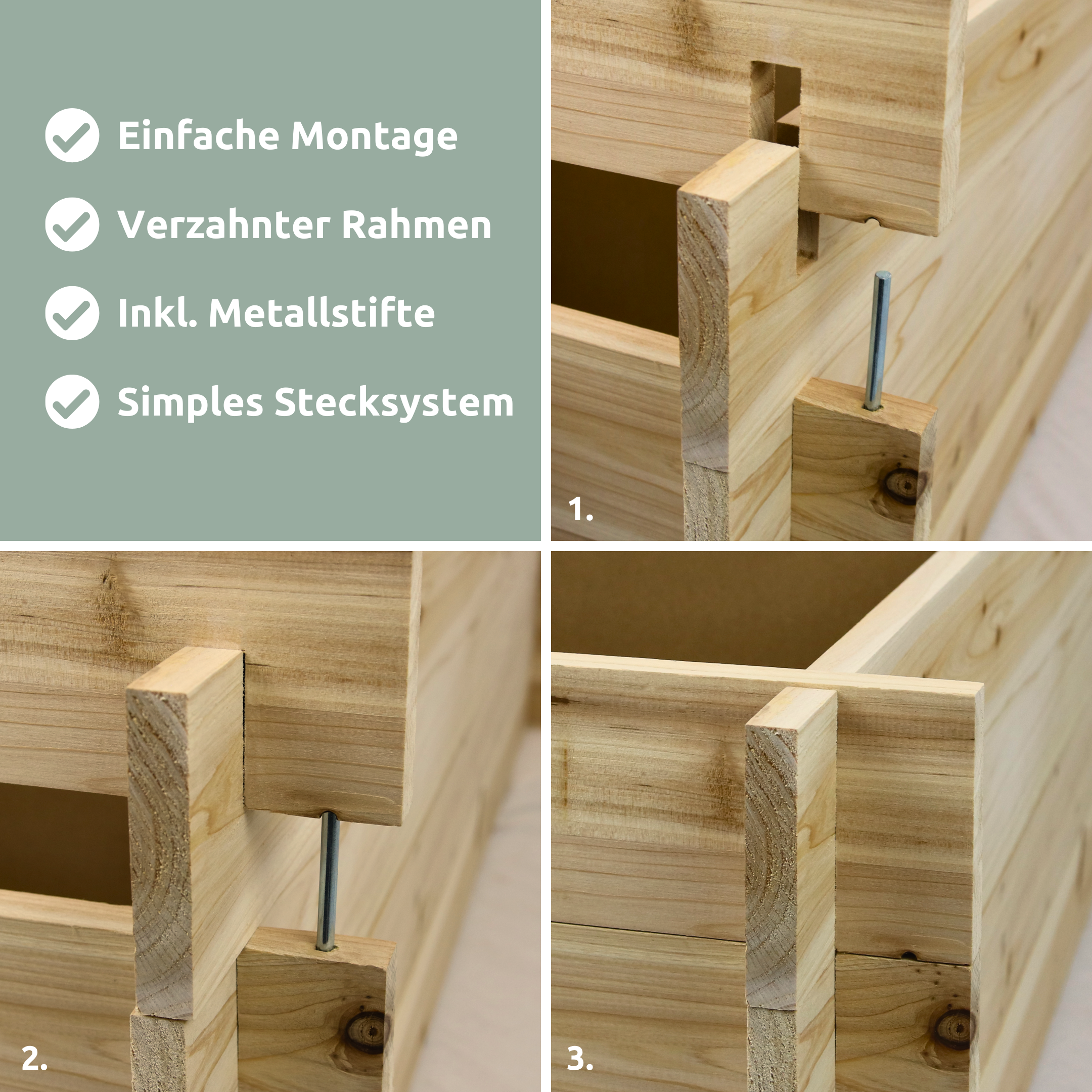 Hochbeet mit 3 Fächern