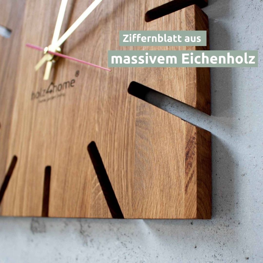 Wanduhr „Sunshine“ aus massiver Eiche