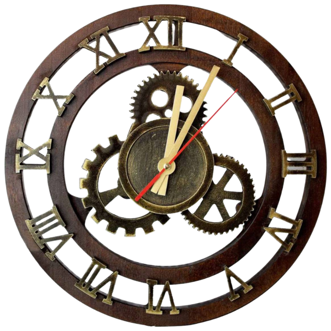 Wanduhr „Zahnrad“ aus Birkenholz