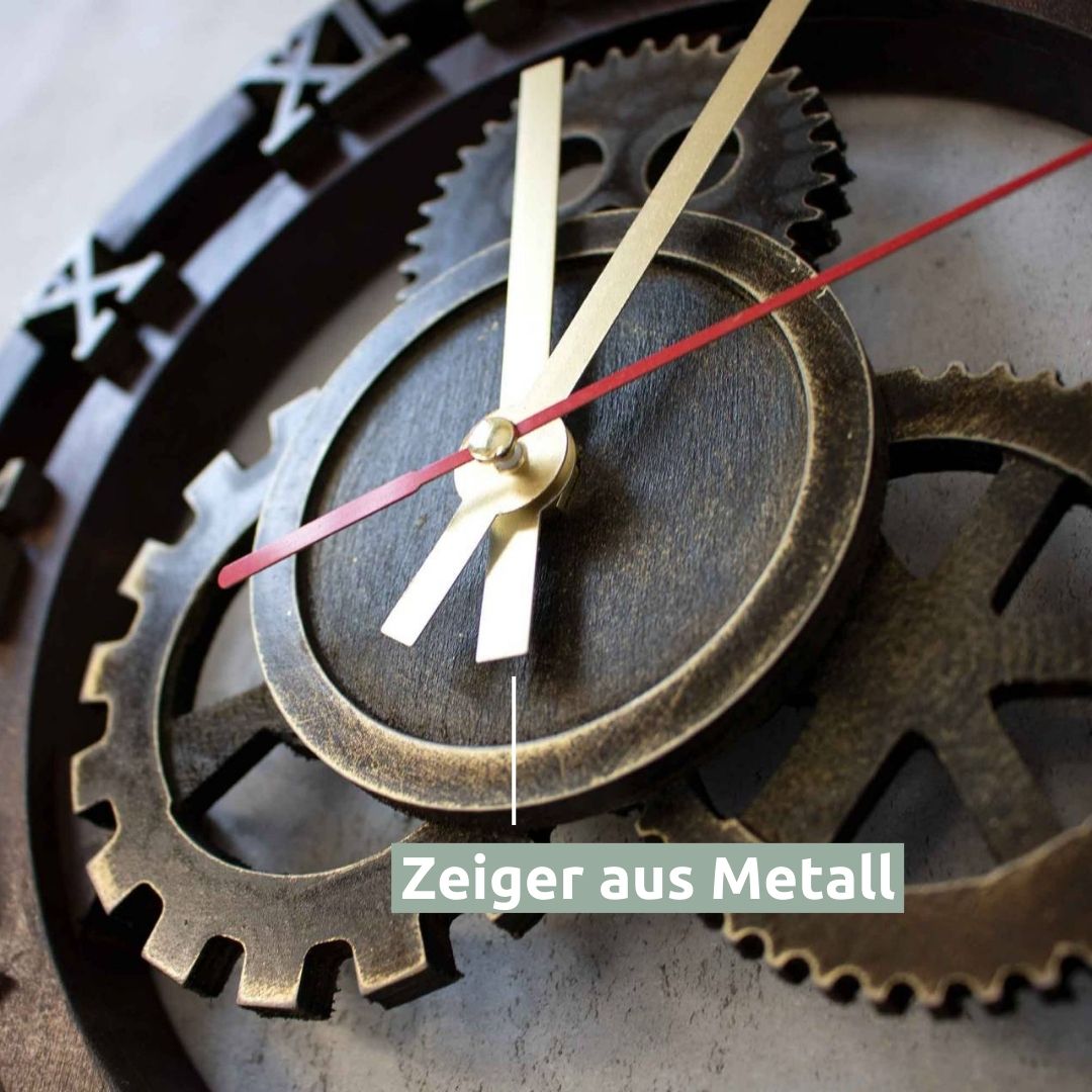 Wanduhr „Zahnrad“ aus Birkenholz