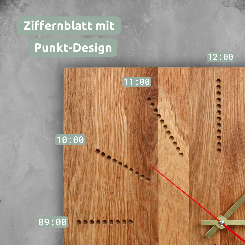 Wanduhr „Dots“ aus massiver Eiche