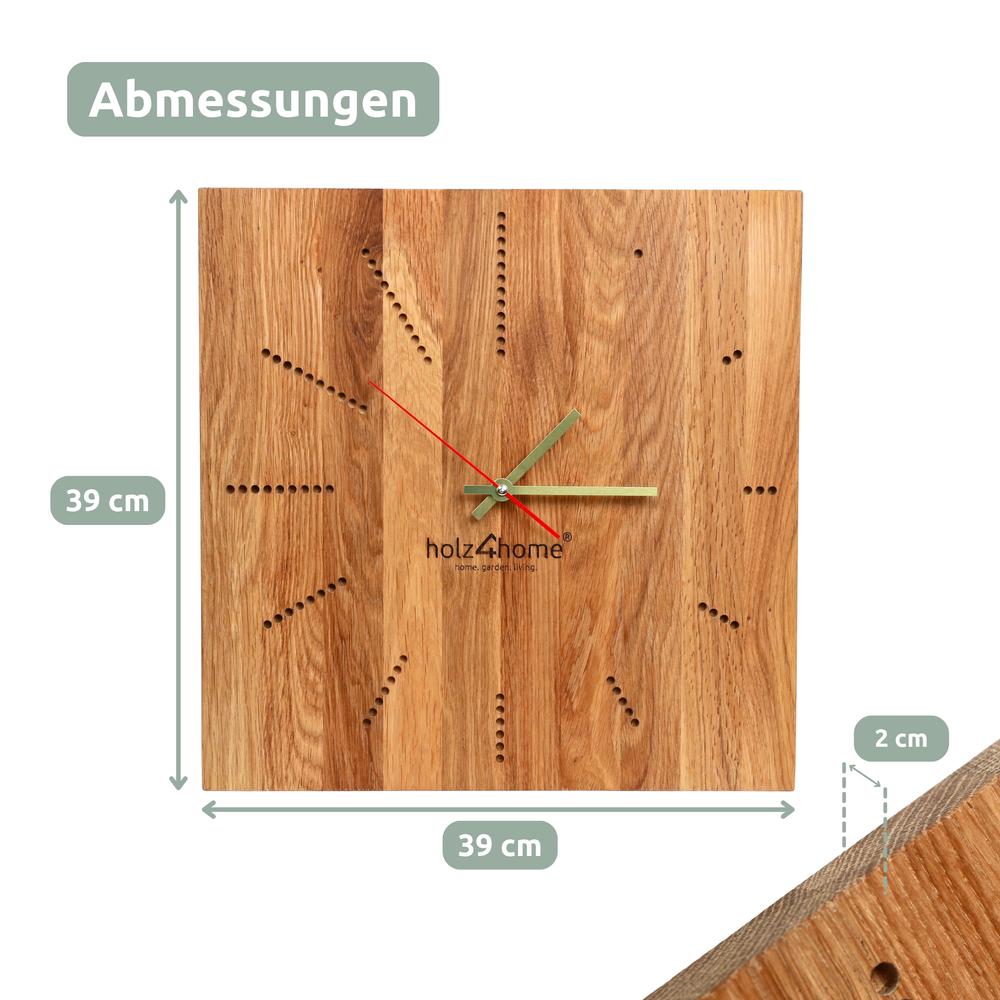 Wanduhr „Dots“ aus massiver Eiche
