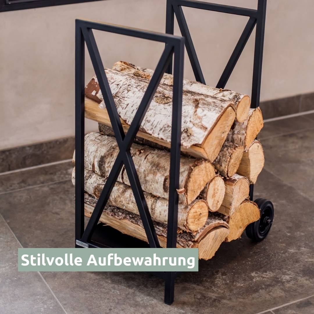 Kaminholzständer auf Rollen