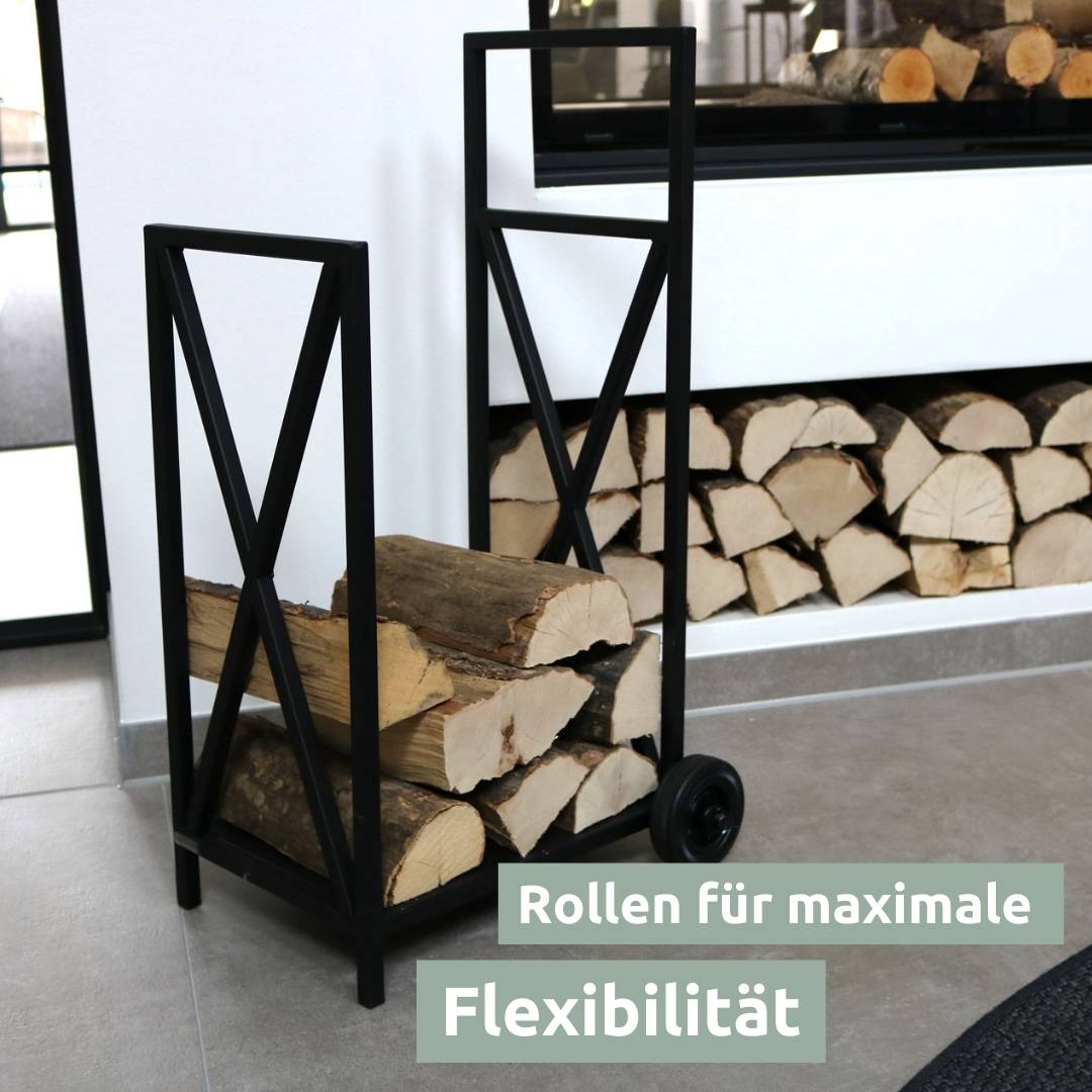 Kaminholzständer auf Rollen