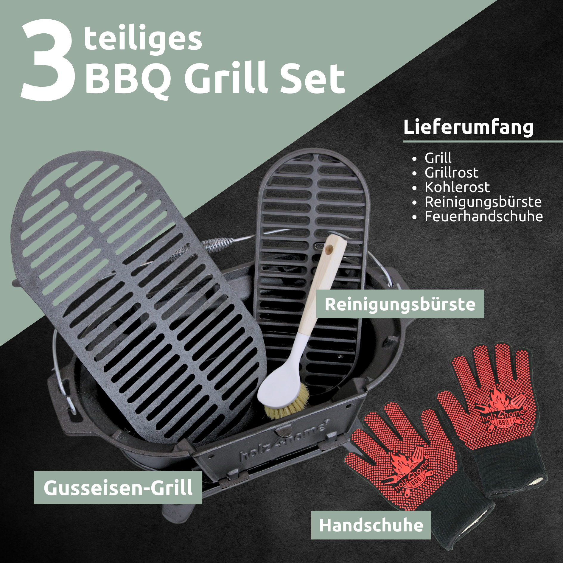 XXL Gusseisen Holzkohle Grill mit Grillrost