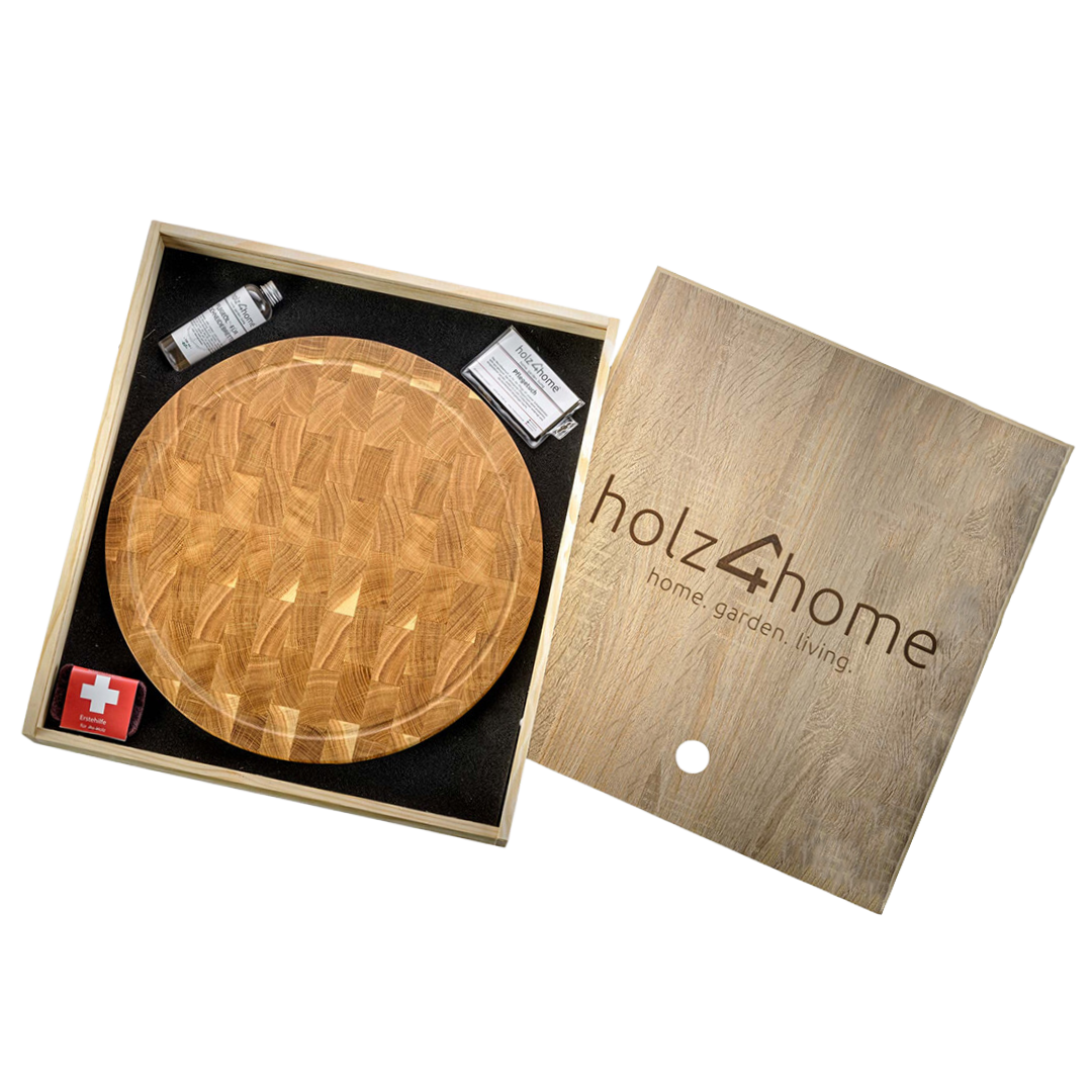 Premium Schneidebrett-Set rund ø40 cm | Hackblock aus Eiche