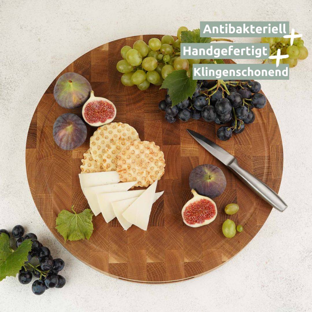 Premium Schneidebrett-Set rund ø40 cm | Hackblock aus Eiche