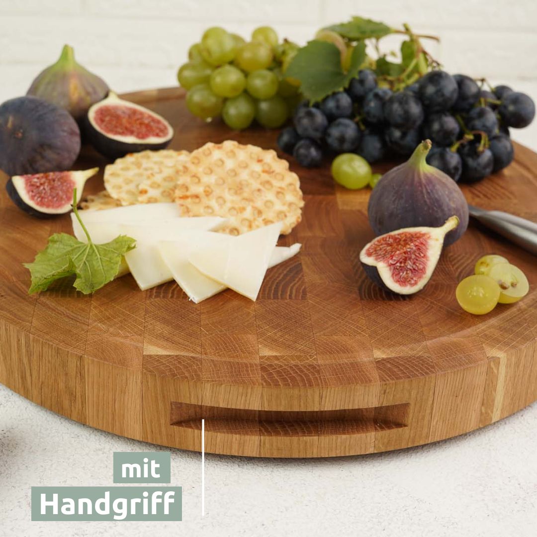 Premium Schneidebrett-Set rund ø40 cm | Hackblock aus Eiche