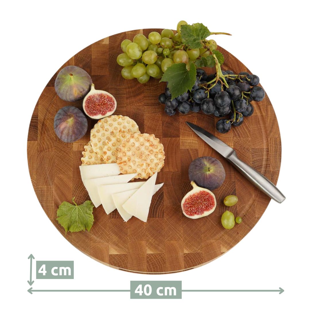 Premium Schneidebrett-Set rund ø40 cm | Hackblock aus Eiche