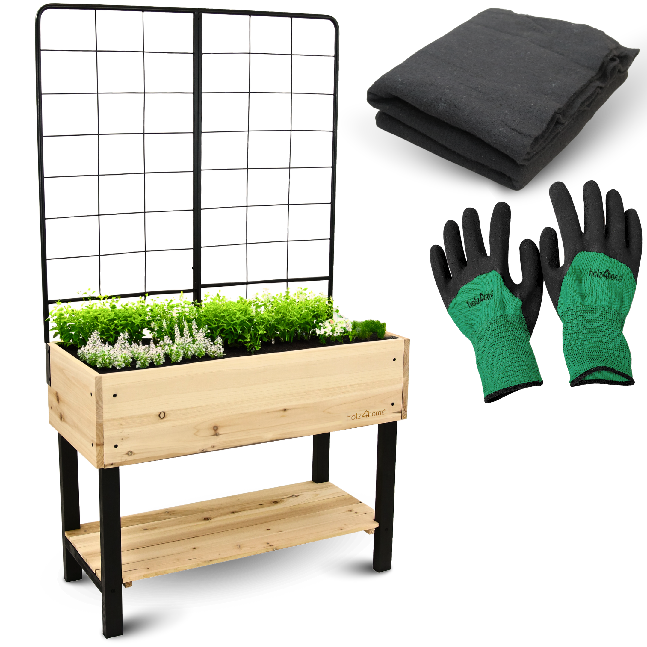 Hochbeet mit Rankgitter aus Metall I Ideal für den Balkon oder Terrasse