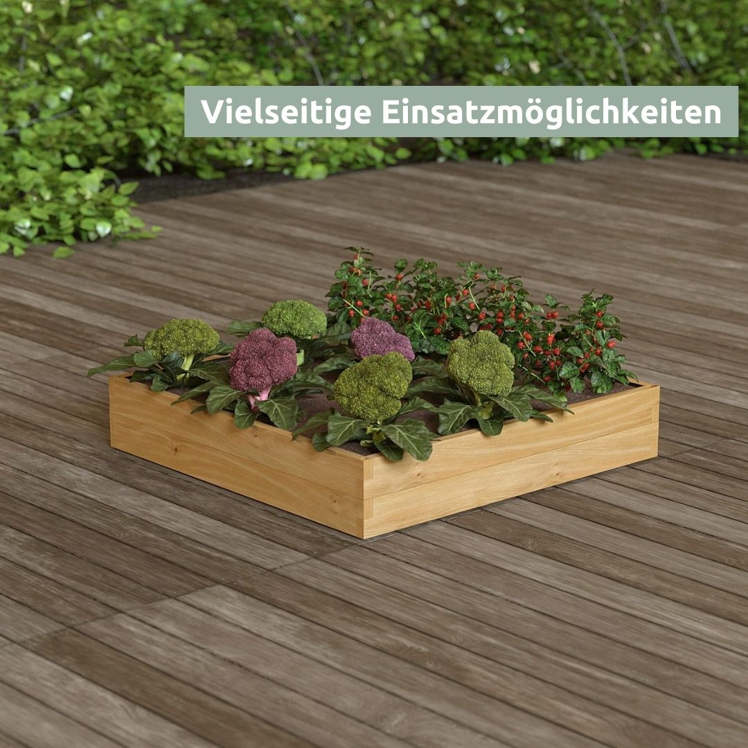 Hochbeet aus Holz mit Vlieseinlage und Metallstiften