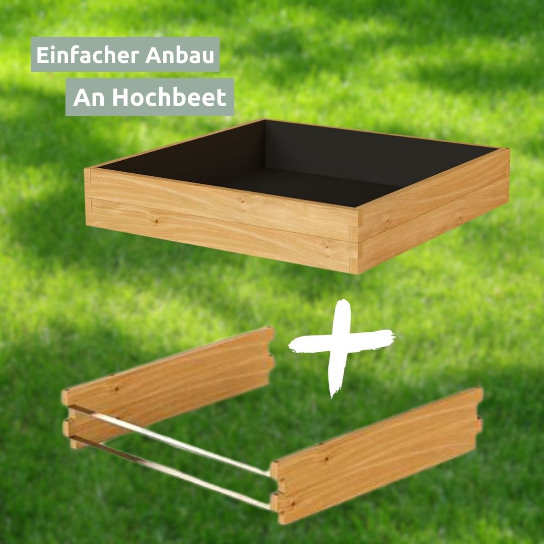 Hochbeet-Zusatzmodul aus Holz mit Vlieseinlage I Metallstiften I Blechstreben