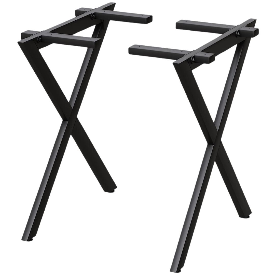 X-Struktur Tischgestell mit Querbalken Metall schwarz – 1 Paar (2 Stüc