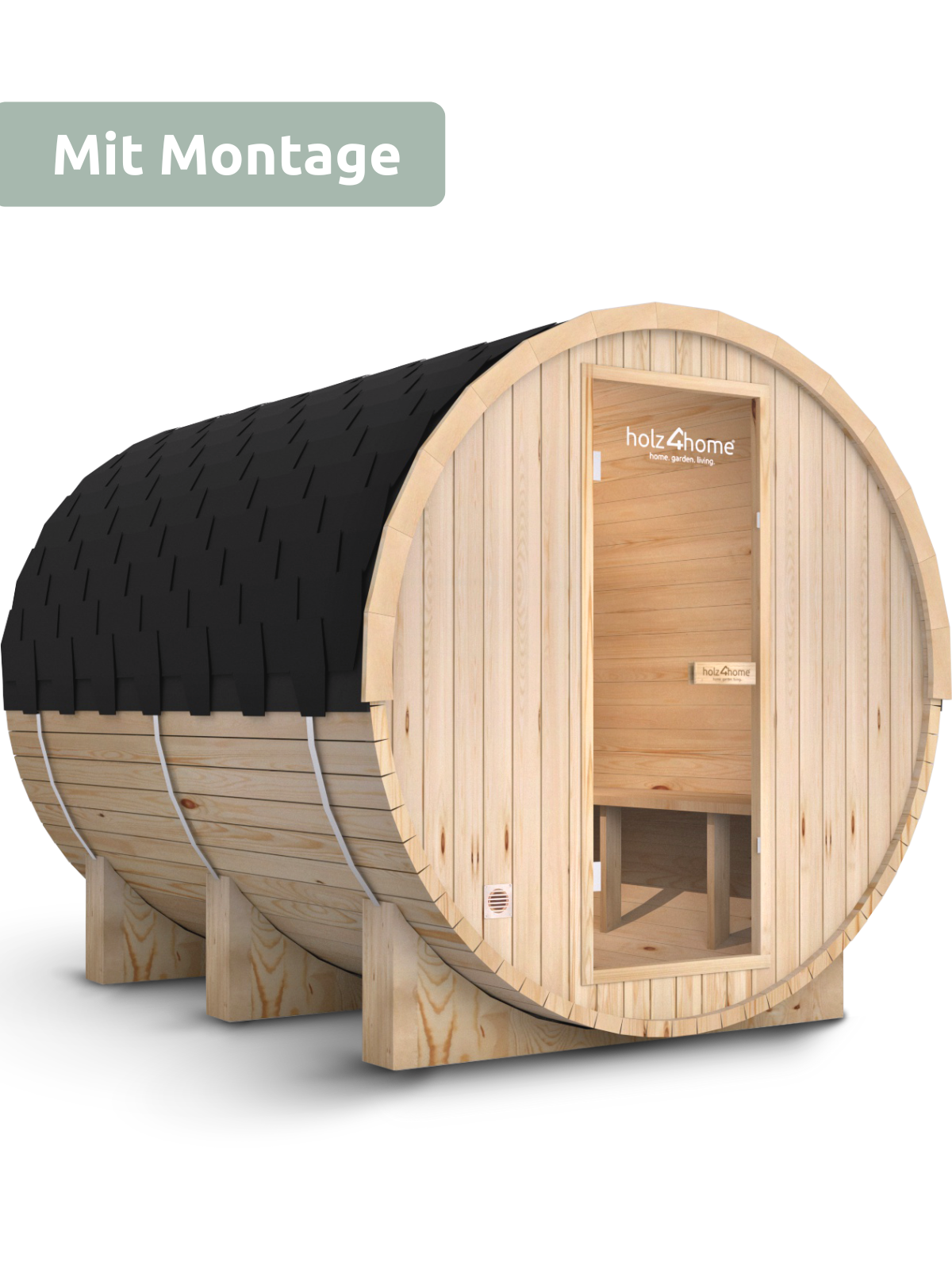 Fasssauna XL Pini wood Outdoor Sauna inkl. Ofen (mit Montage)