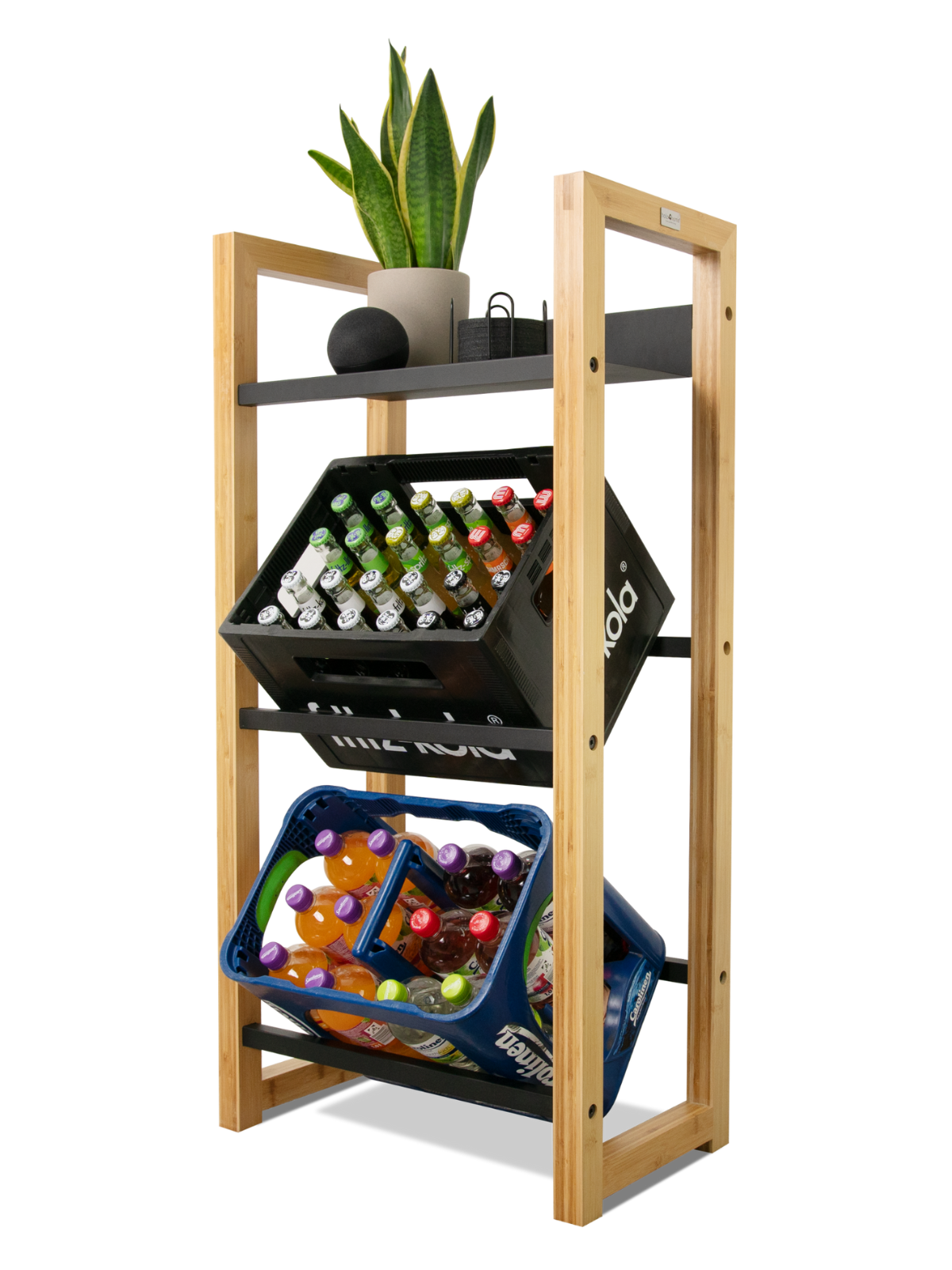 Getränkekistenregal Bambus - 3 Kisten