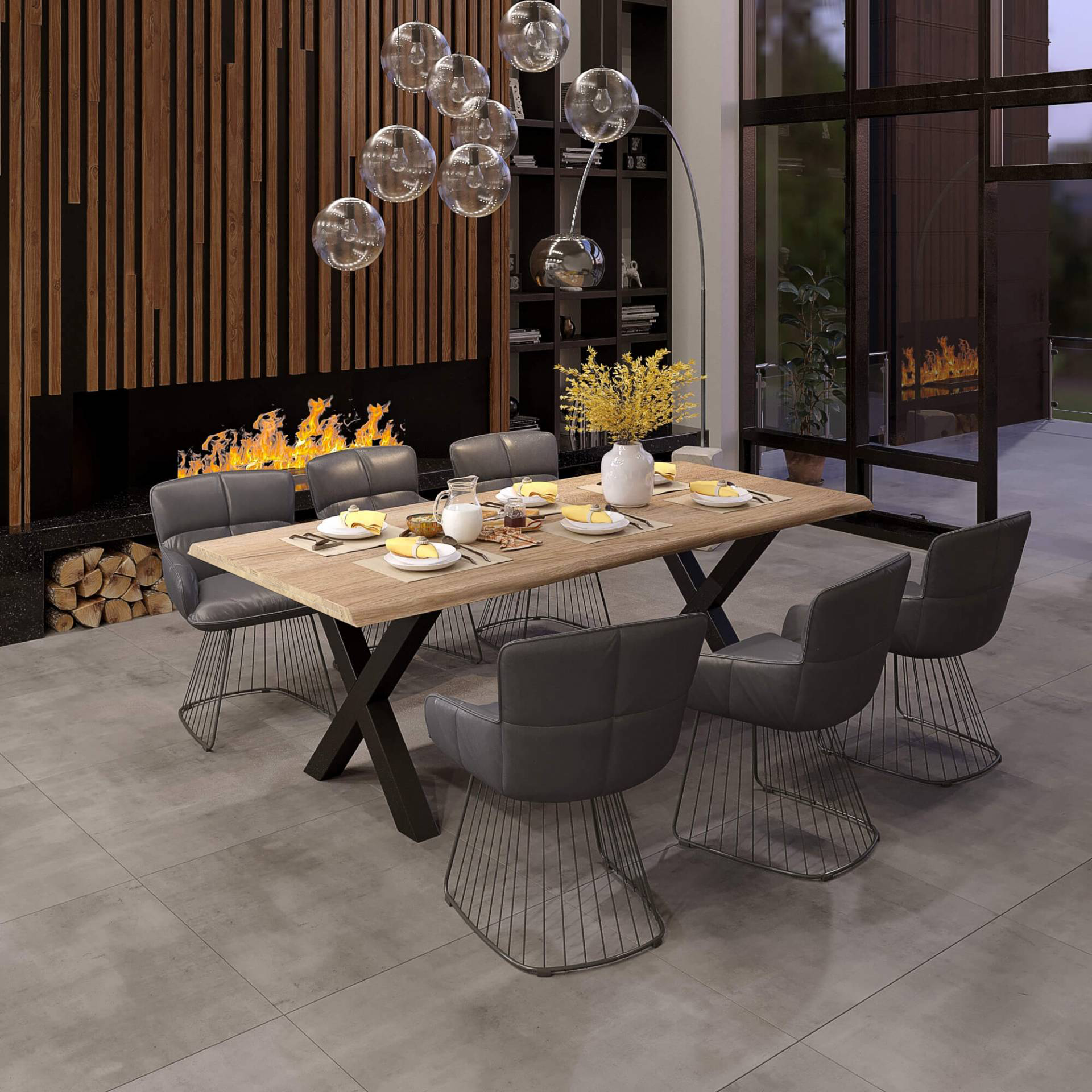 Massivholz Tischplatte aus Eiche mit Baumkante und Aufdopplung am Rand