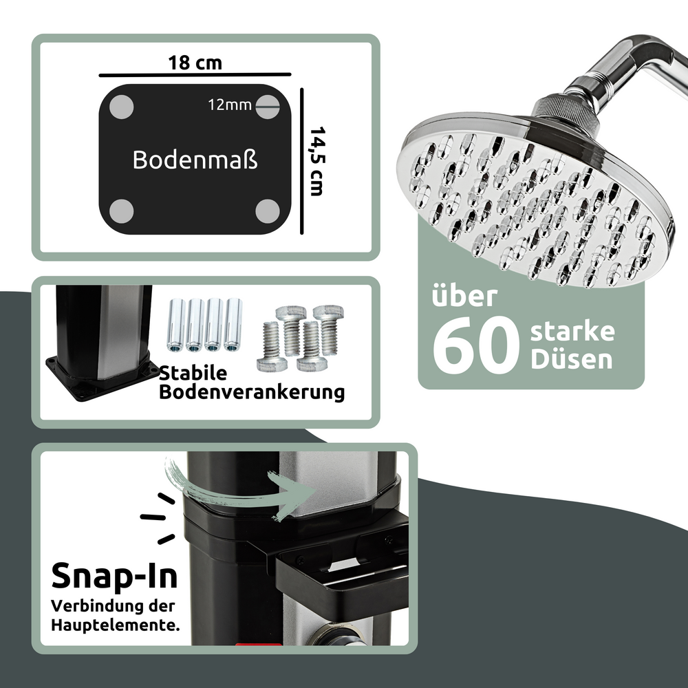 Outdoor Solardusche mit Wasserspeicher für Garten, Pool und Camping