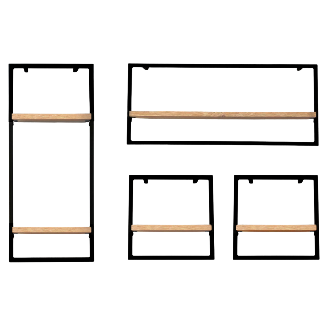 4-tlg. Wandregale in schwarz gerahmt