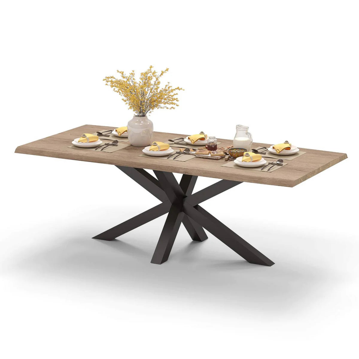 Eichentisch mit Baumkante 180cm x 100cm aufgedoppelt