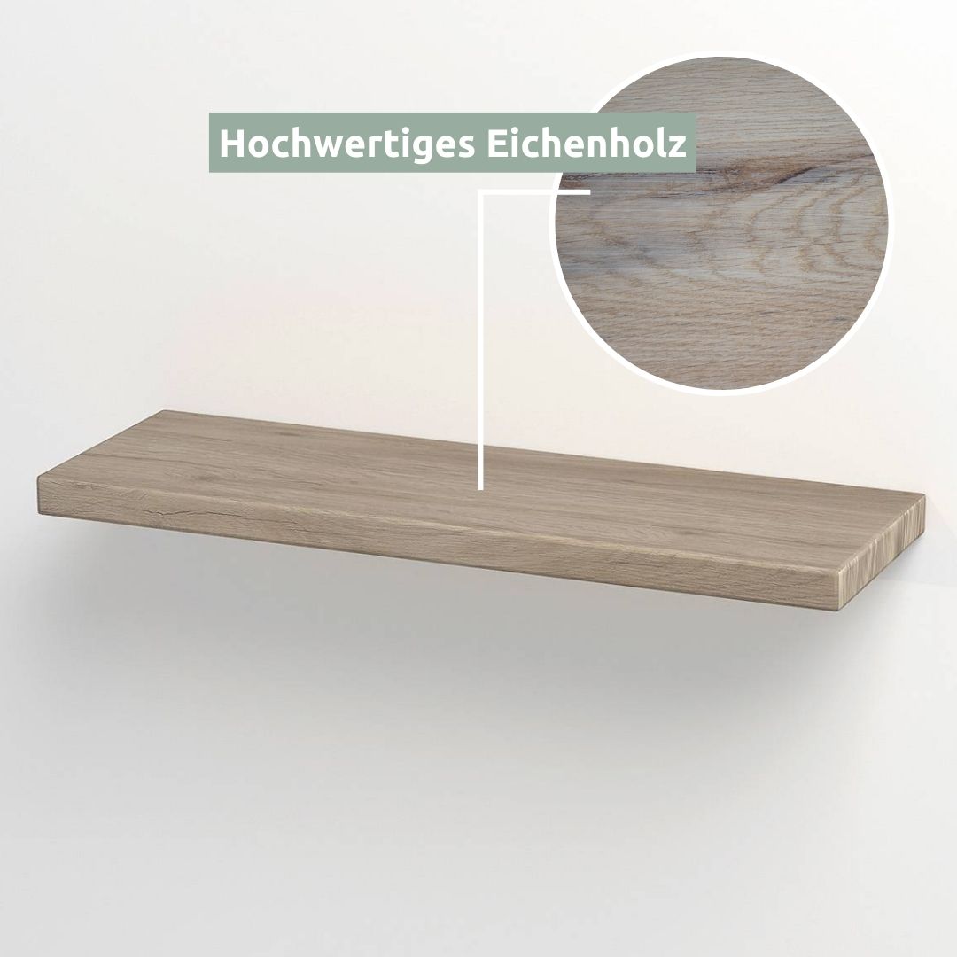 Wandregal-Set I 70cm & 40cm | Eiche Massiv I 2-teilig