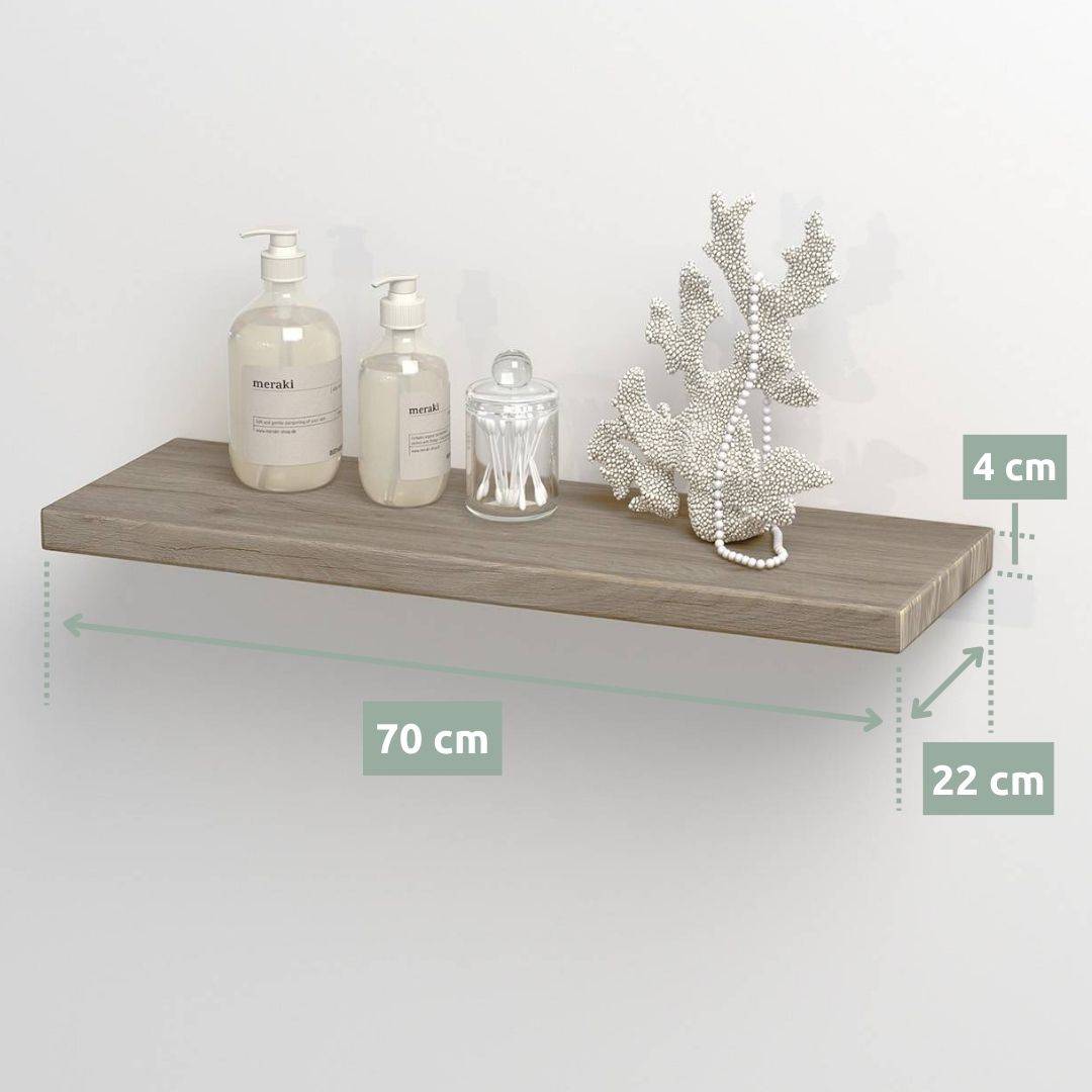 Wandregal-Set I 70cm & 40cm | Eiche Massiv I 2-teilig