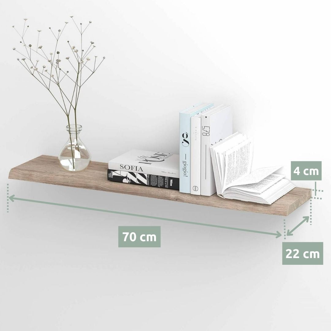 Wandregal-Set I 70cm & 40cm | Eiche Massiv I 2-teilig
