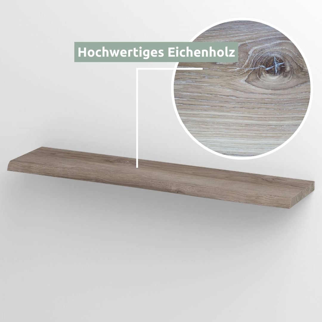 Wandregal-Set I 70cm & 40cm | Eiche Massiv I 2-teilig