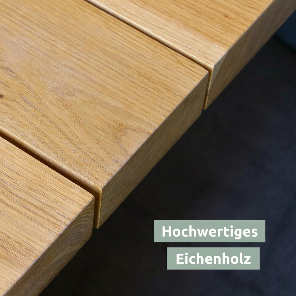 Eichentischplatte aus Lamellen für den Aussenbereich