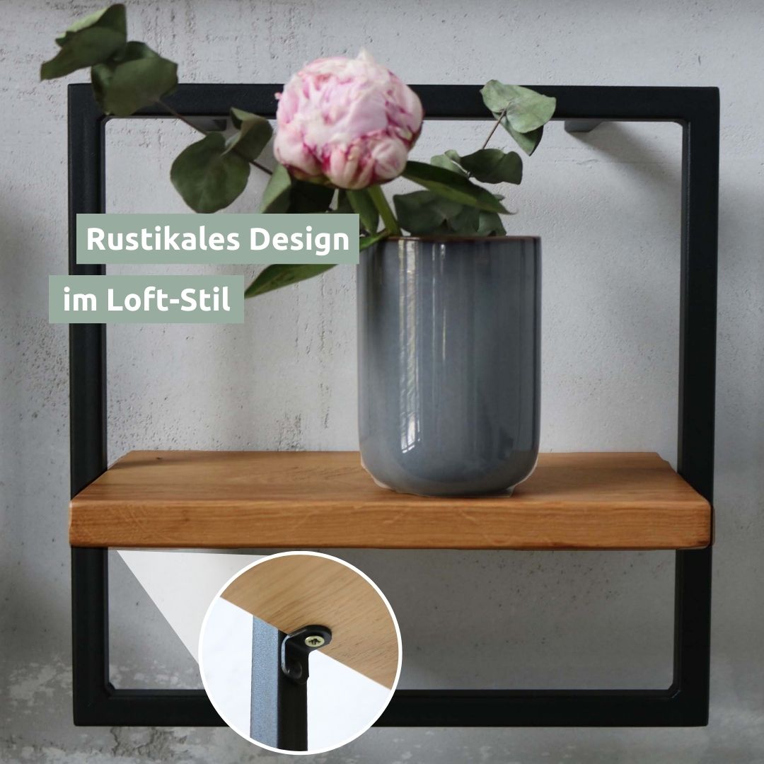 Wandregal Small Schwarz Gerahmt I Industrial Style