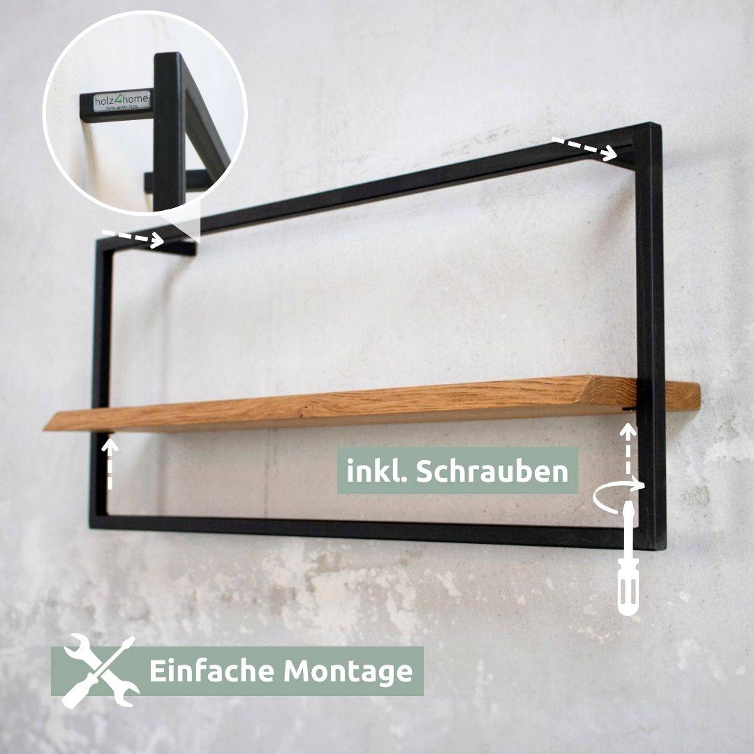 Wandregal long in schwarz gerahmt von holz4home®