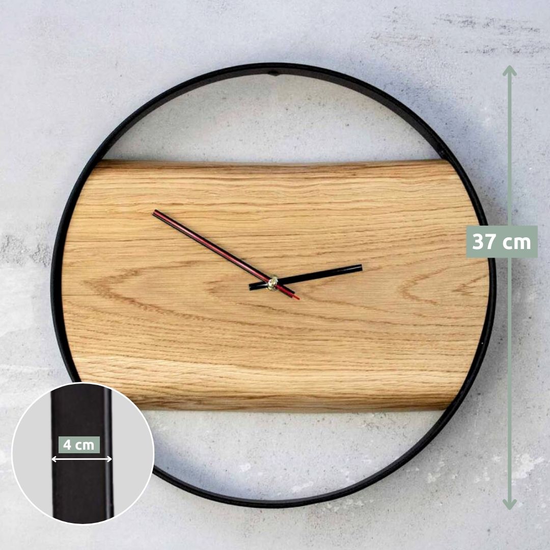 Holz-Wanduhr „Polished“ gerahmt mit polierter Oberfläche