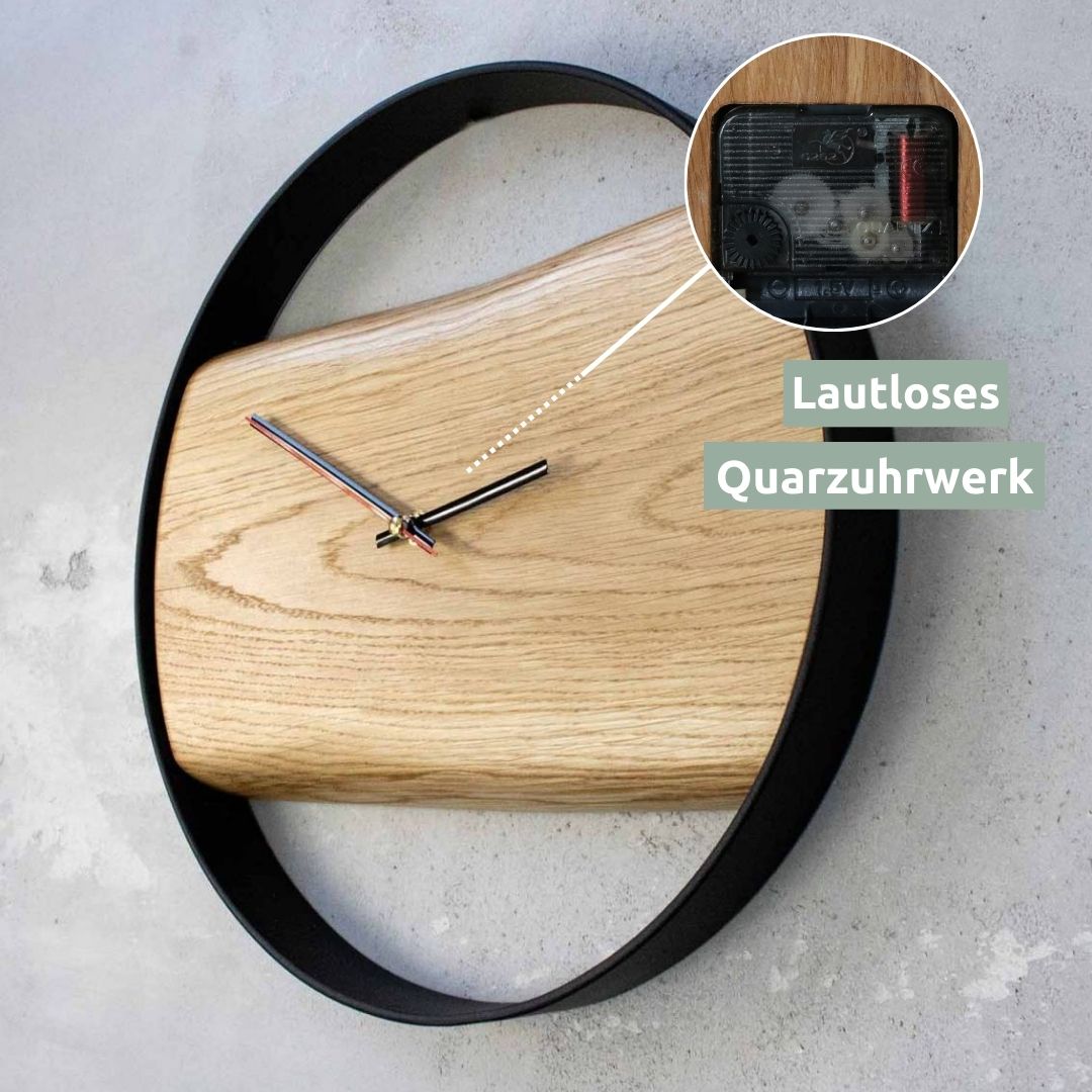 Holz-Wanduhr „Polished“ gerahmt mit polierter Oberfläche