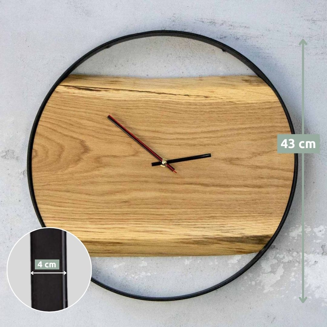 Holz-Wanduhr „Polished“ gerahmt mit polierter Oberfläche