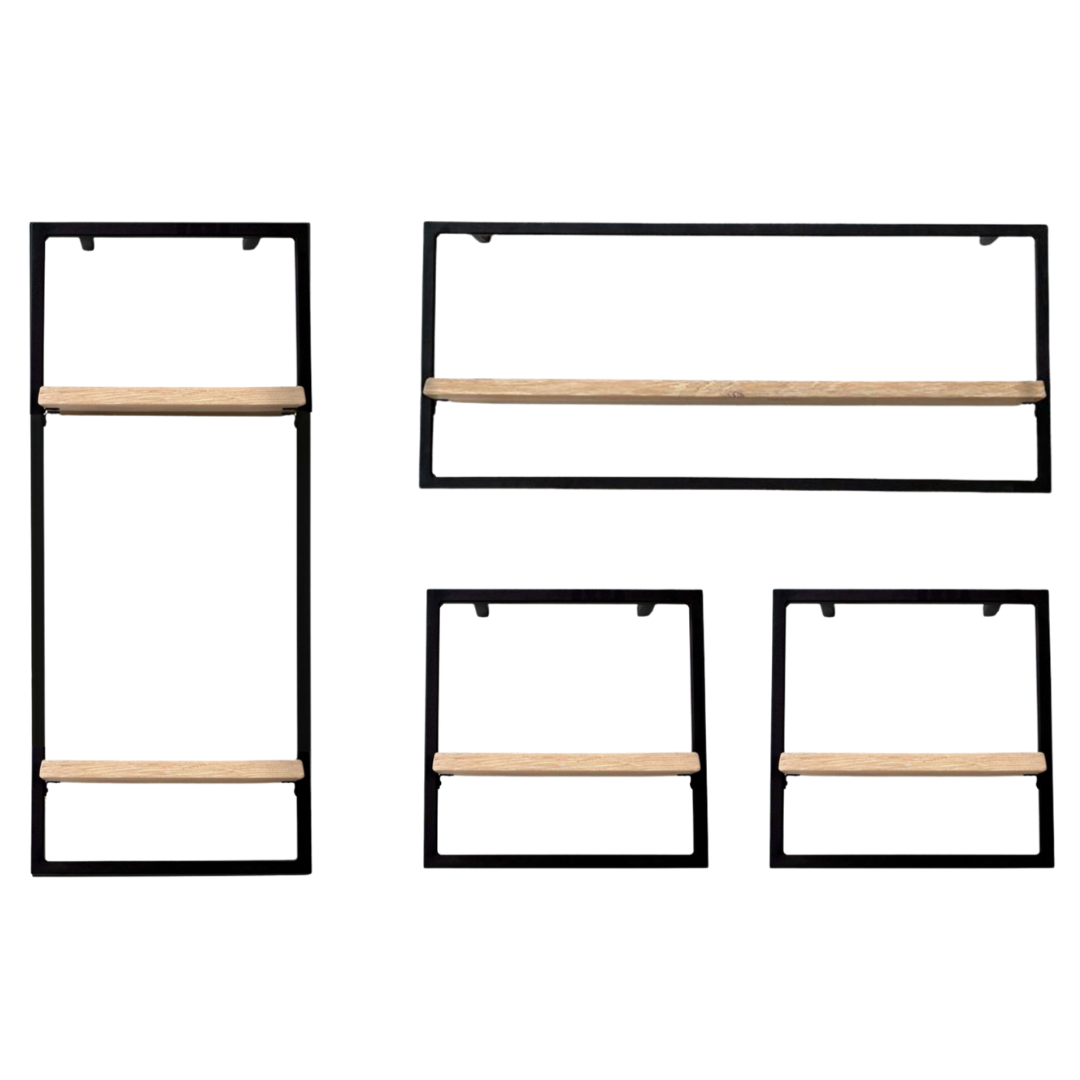 4-tlg. Wandregale in schwarz gerahmt