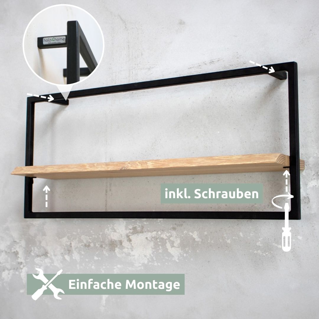 Wandregal long in schwarz gerahmt von holz4home®