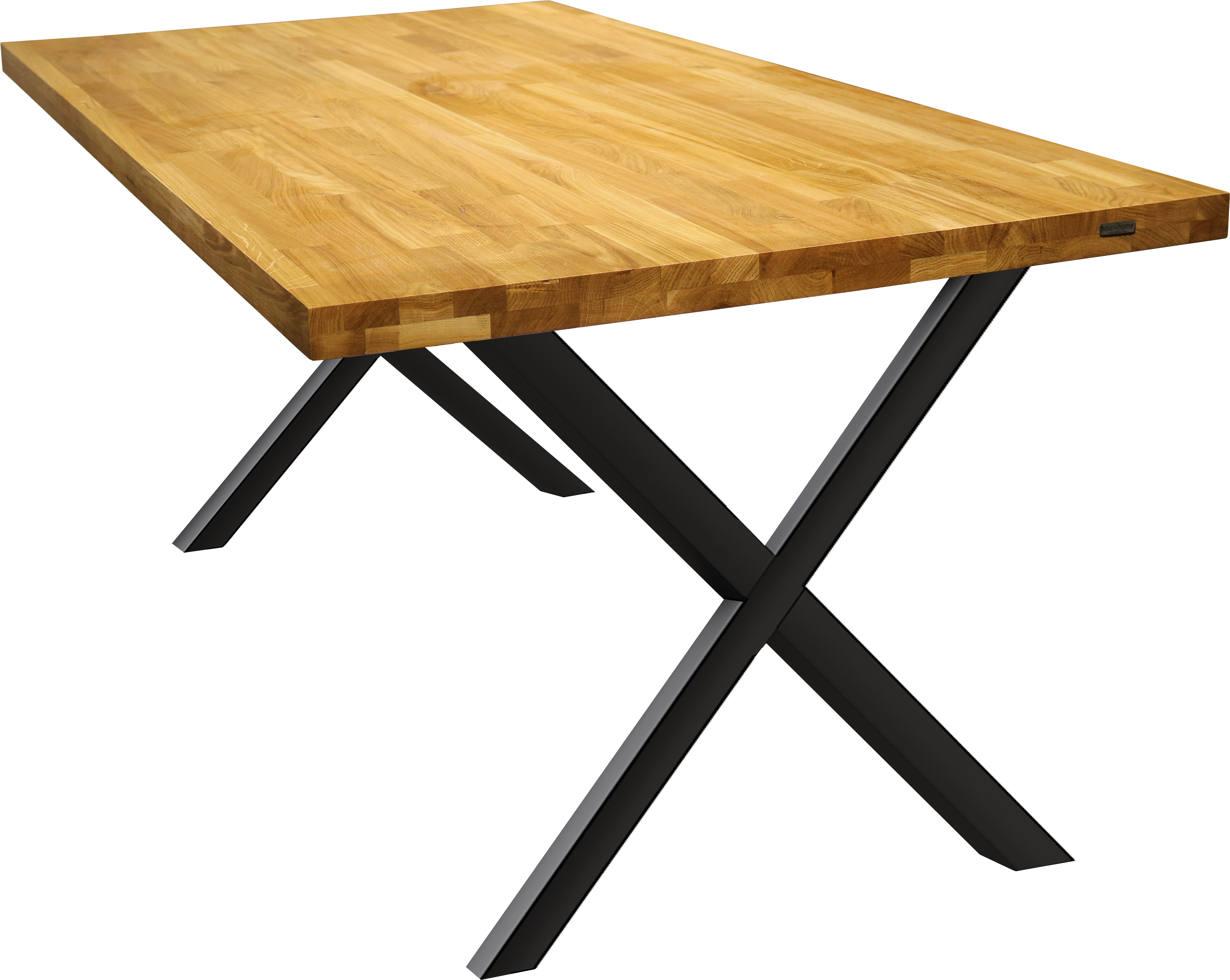 Tischplatte ohne Baumkante aus massiver Eiche mit Aufdopplung am Rand