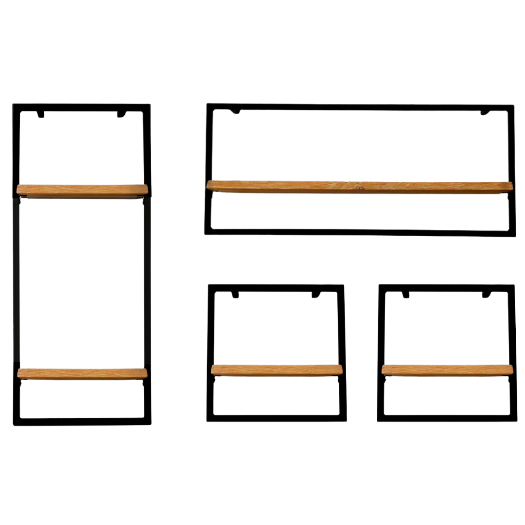 4-tlg. Wandregale in schwarz gerahmt