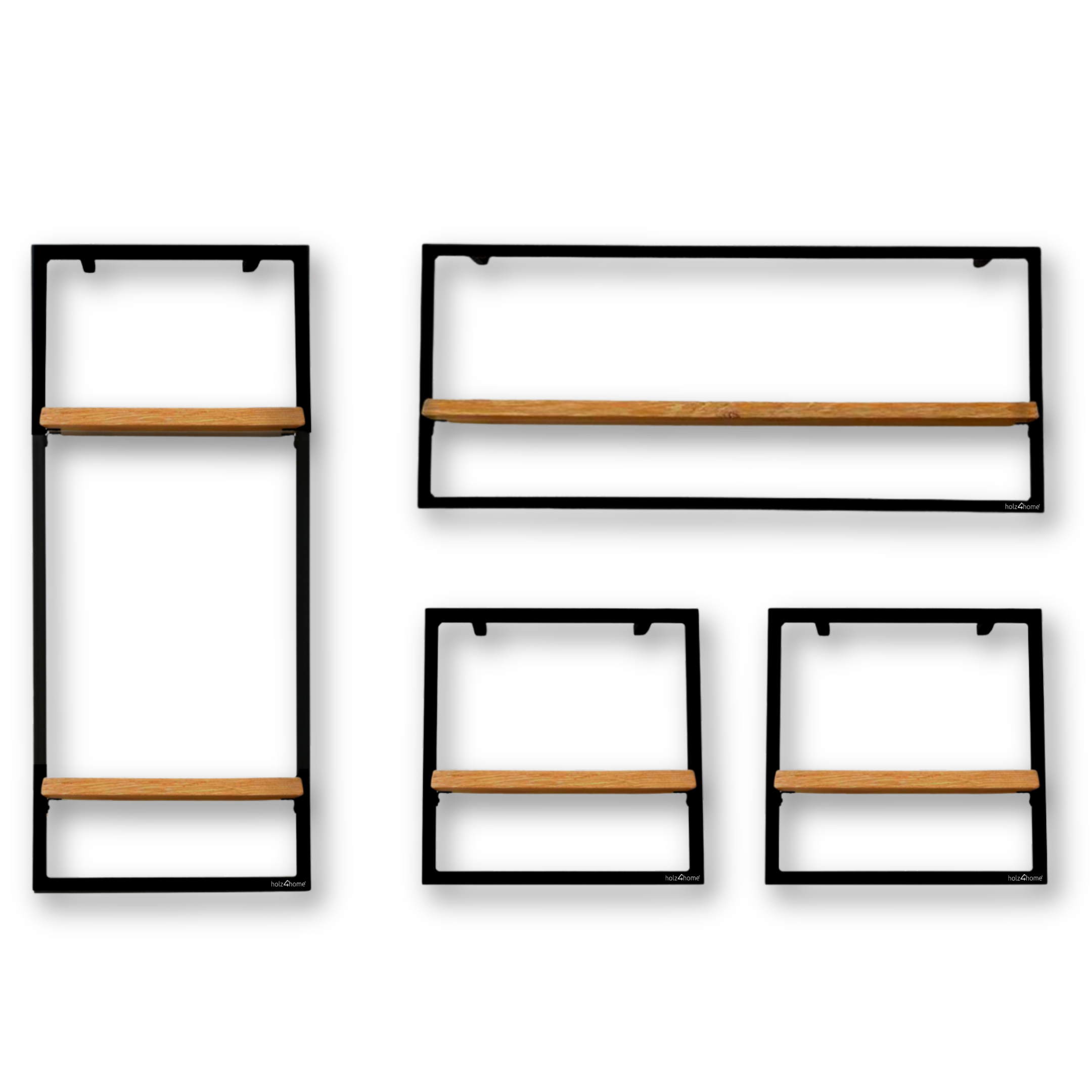 4-tlg. Wandregale in schwarz gerahmt
