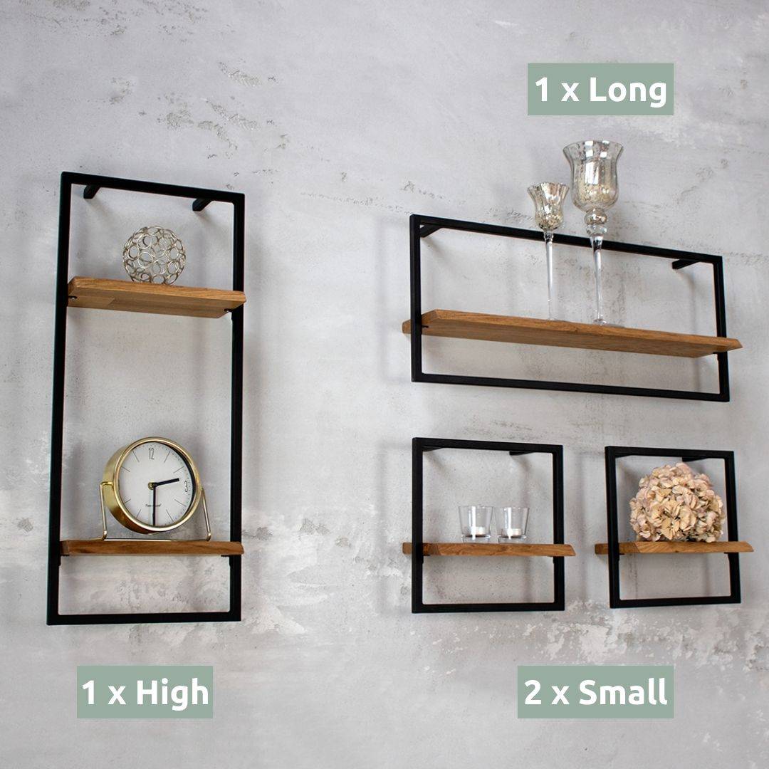 4-tlg. Wandregale in schwarz gerahmt
