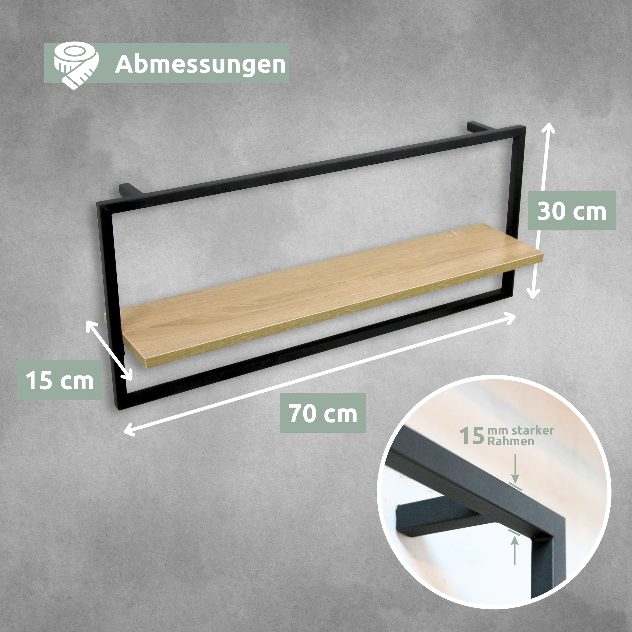Wandregal mit Rahmen MDF Sonoma