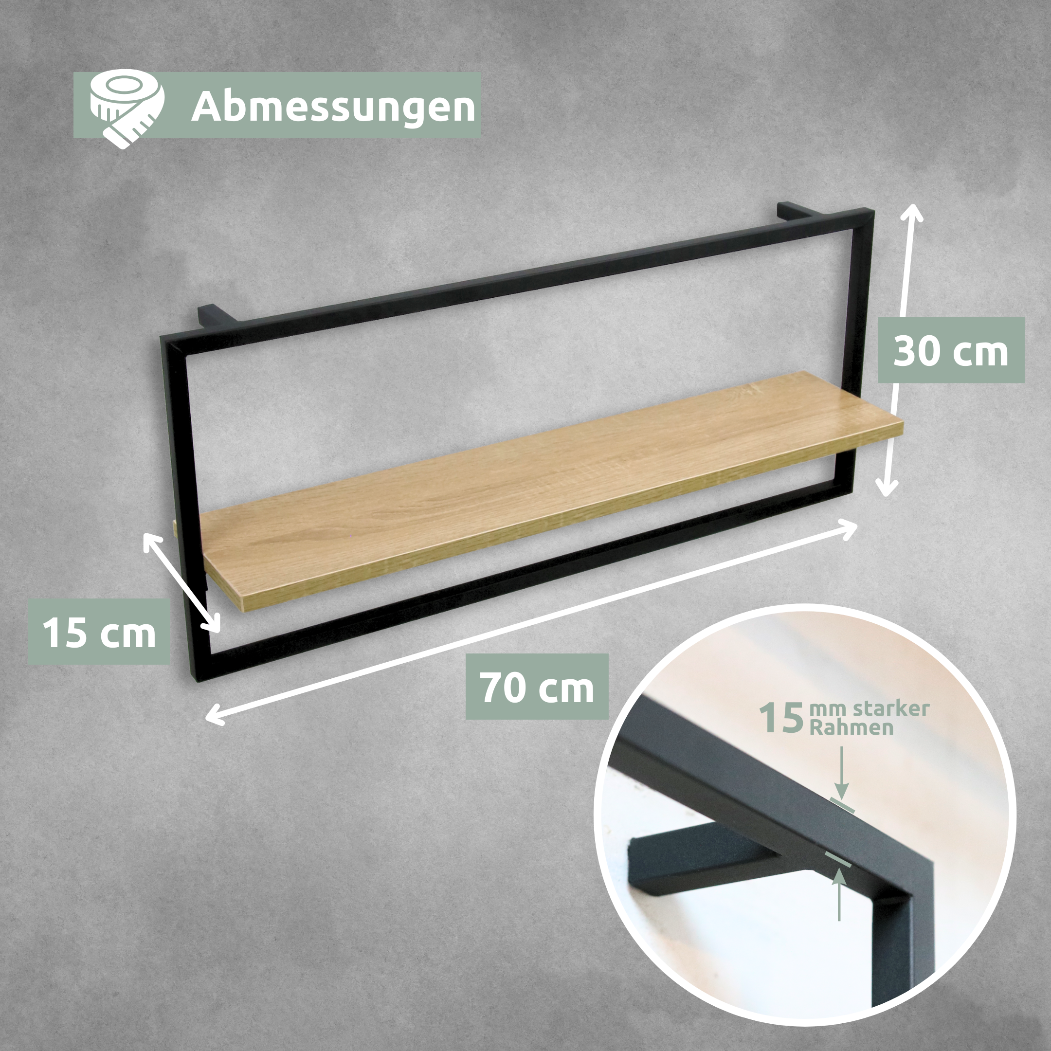 Wandregal mit Rahmen MDF Sonoma