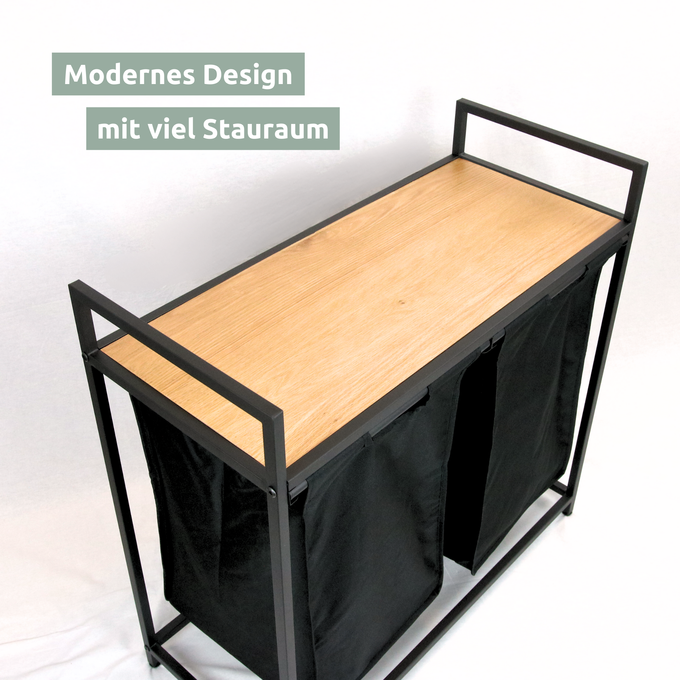 Wäschekorb 2 Fächer 92 Liter ausziehbar mit Aufbewahrungsbox